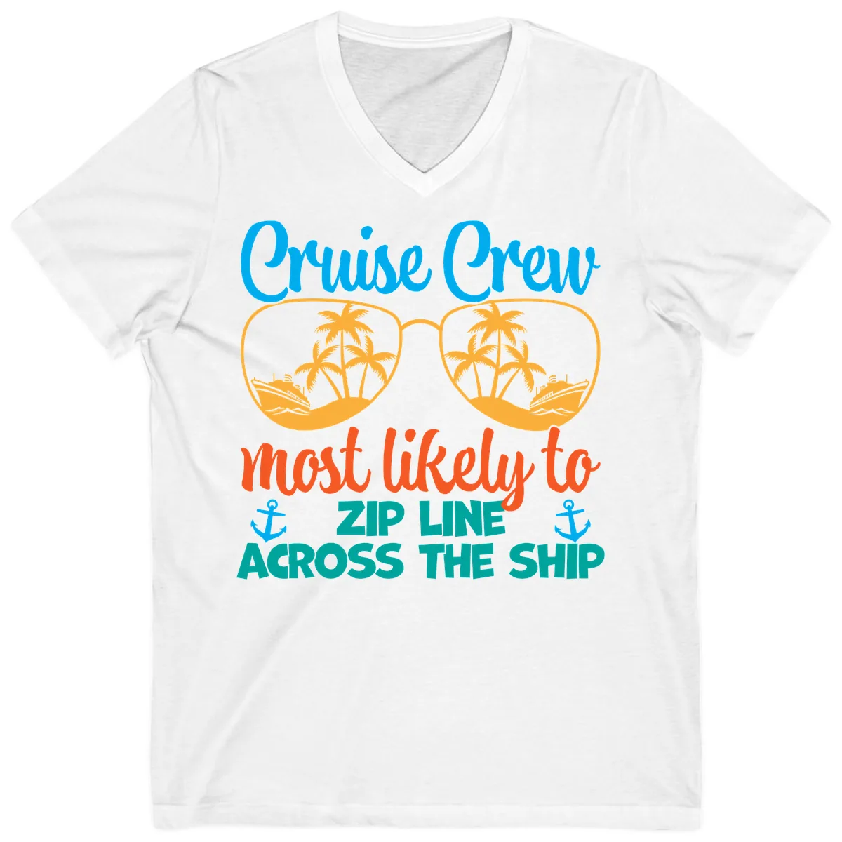 Cruise Crew Most Likely To Zip Line V-Neck in White
