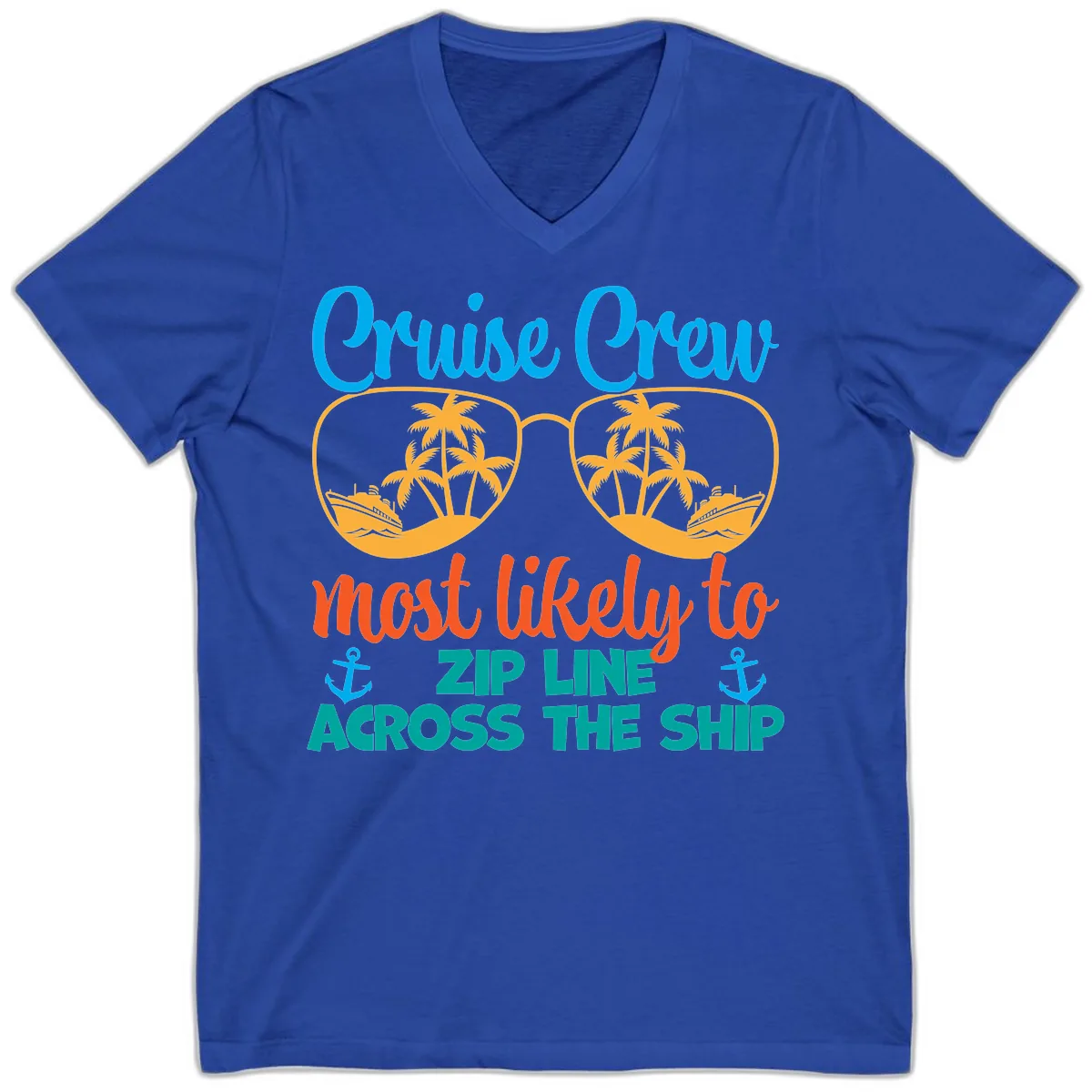 Cruise Crew Most Likely To Zip Line V-Neck in True Royal