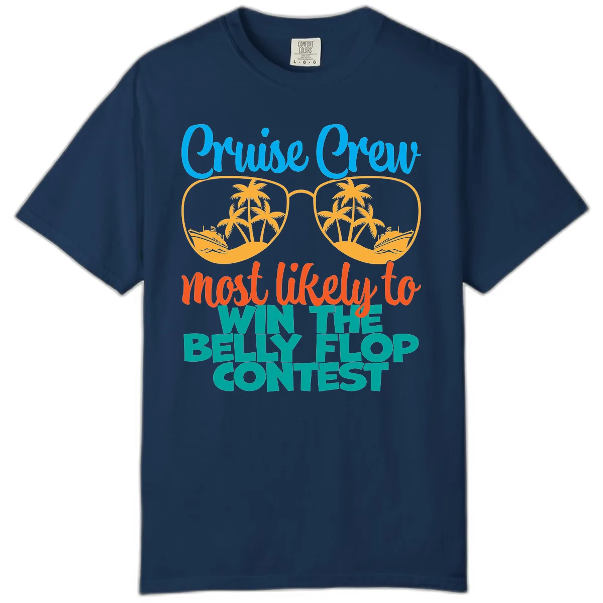 Cruise Crew Belly Flop Contest Comfort Color in Navy