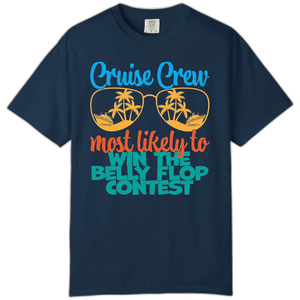 Cruise Crew Belly Flop Contest Comfort Color in True Navy