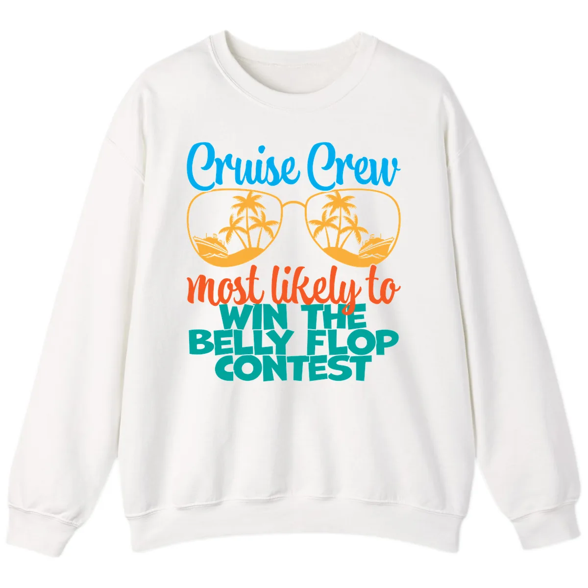 Cruise Crew Belly Flop Contest Sweatshirt in White