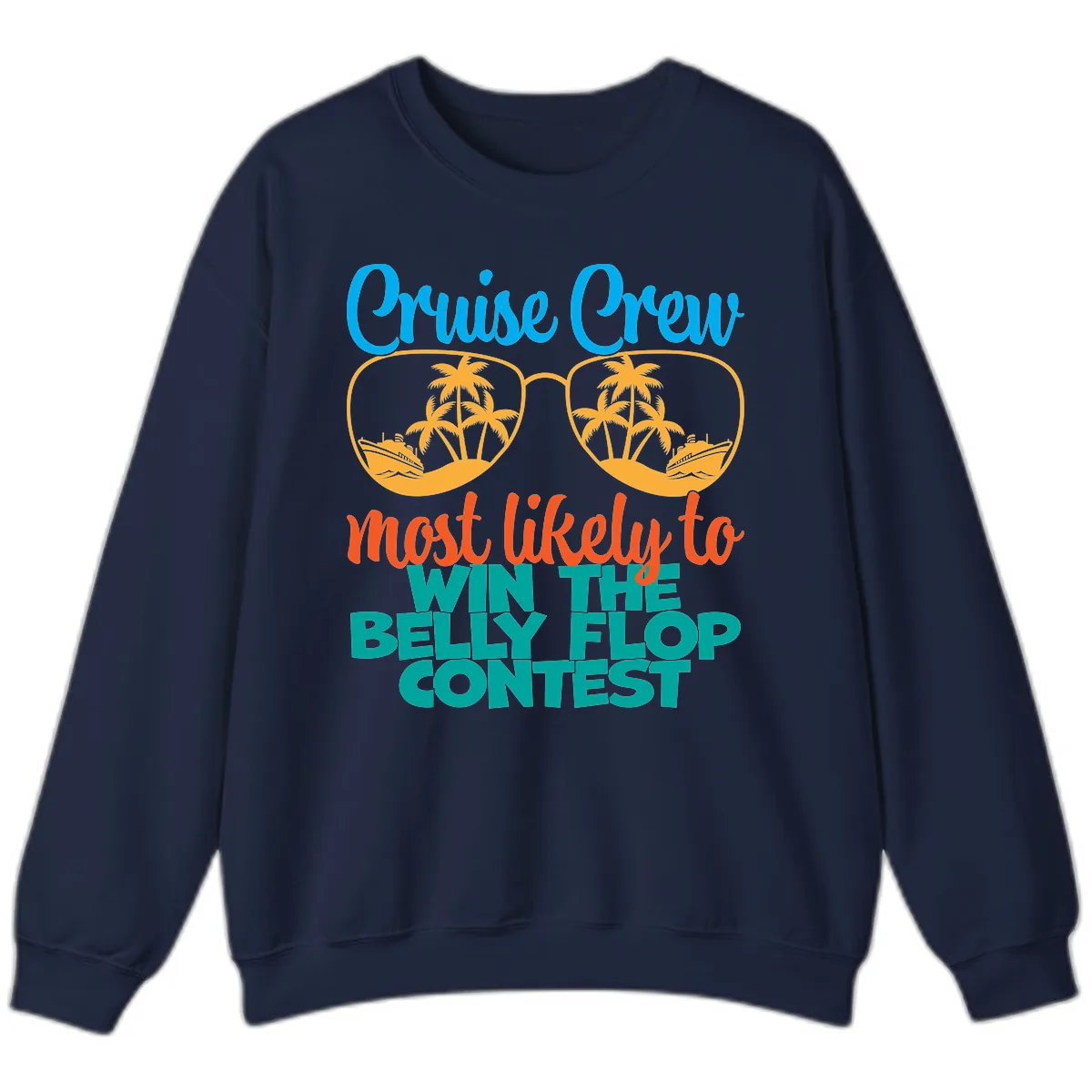 Cruise Crew Belly Flop Contest Sweatshirt in Navy