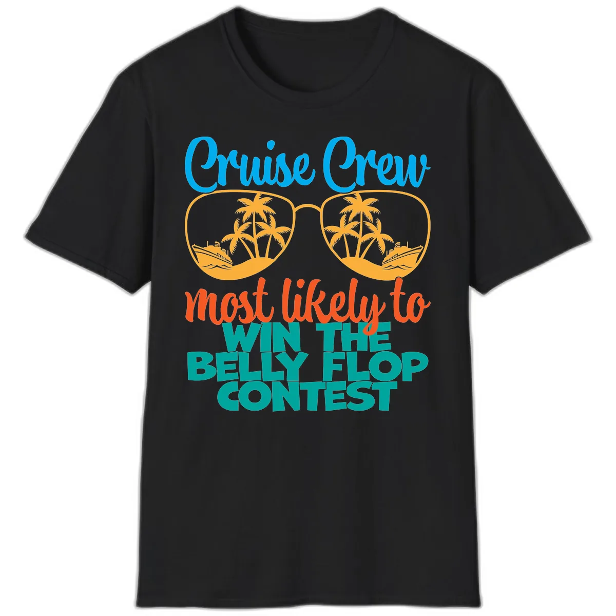 Cruise Crew Belly Flop Contest T-Shirt in Black