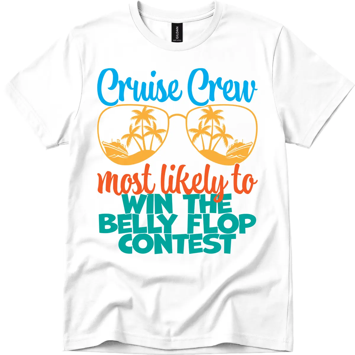 Cruise Crew Belly Flop Contest T-Shirt in White