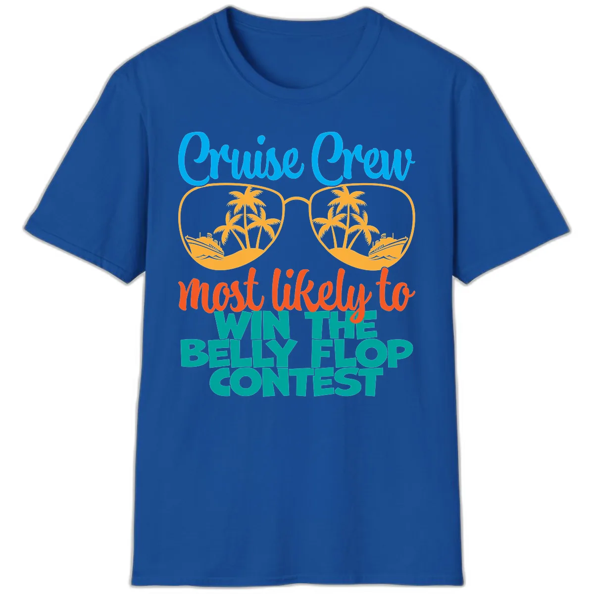 Cruise Crew Belly Flop Contest T-Shirt in Royal
