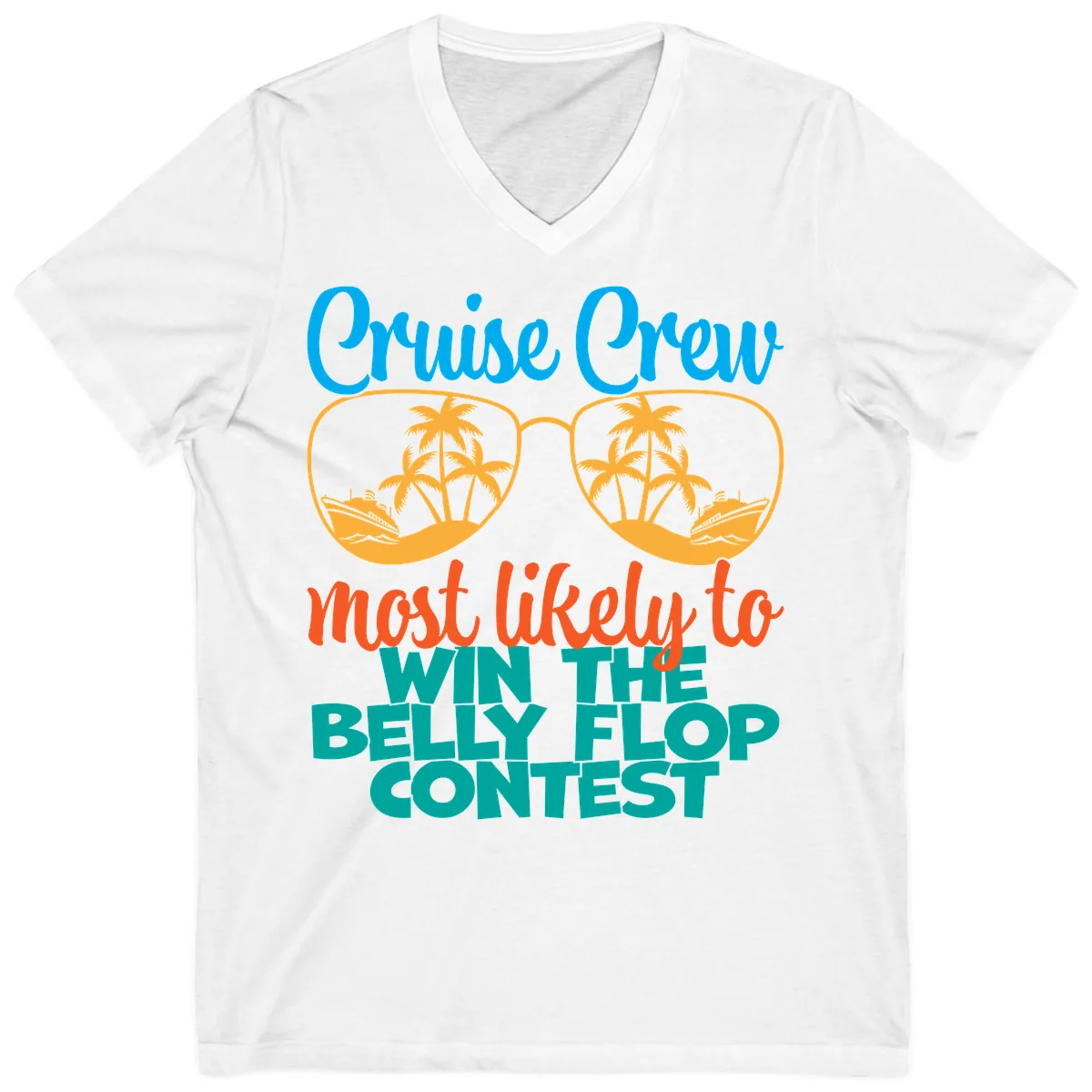 Cruise Crew Belly Flop Contest V-Neck in White