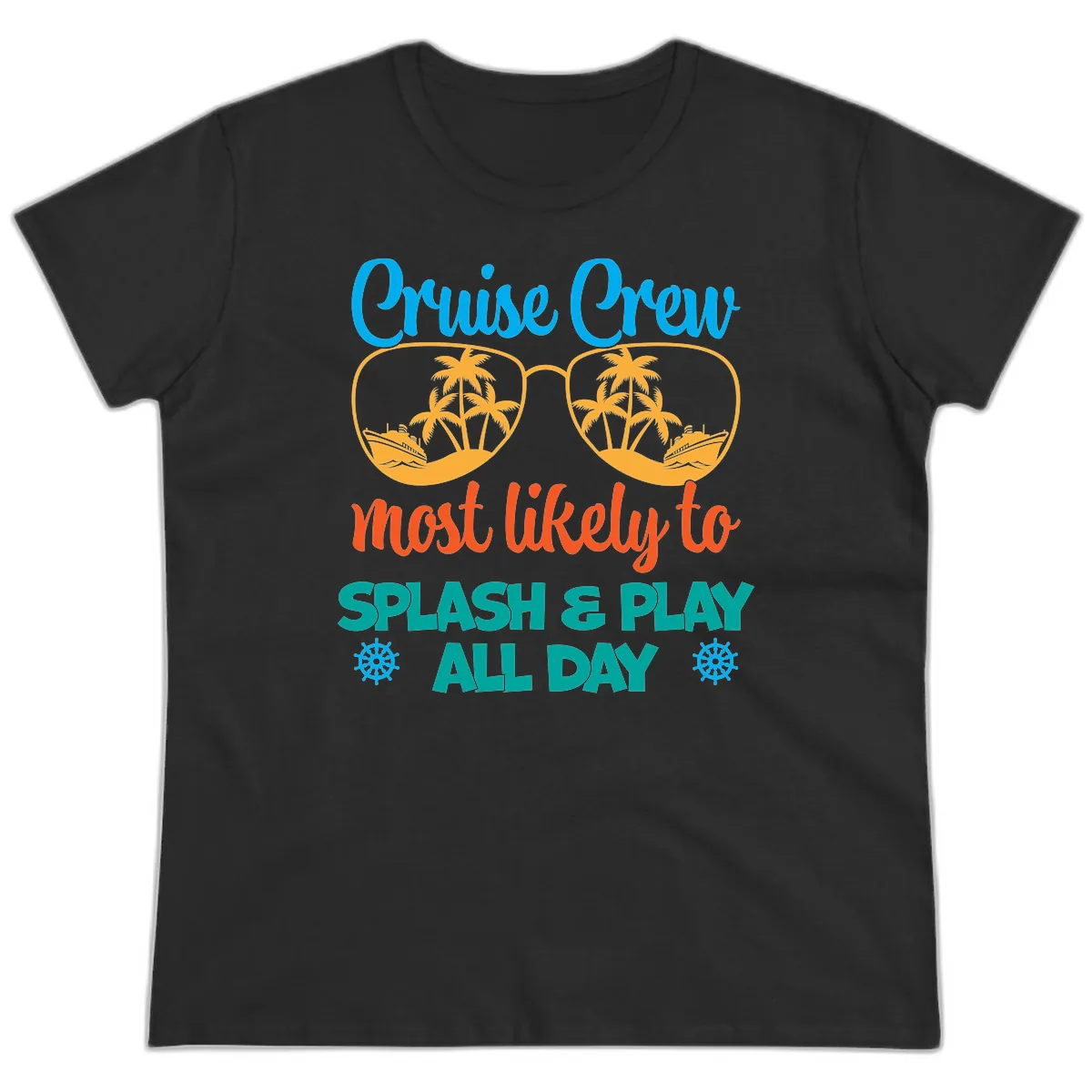 Cruise Crew Most Likely To Splash & Play Ladies Tee in Black