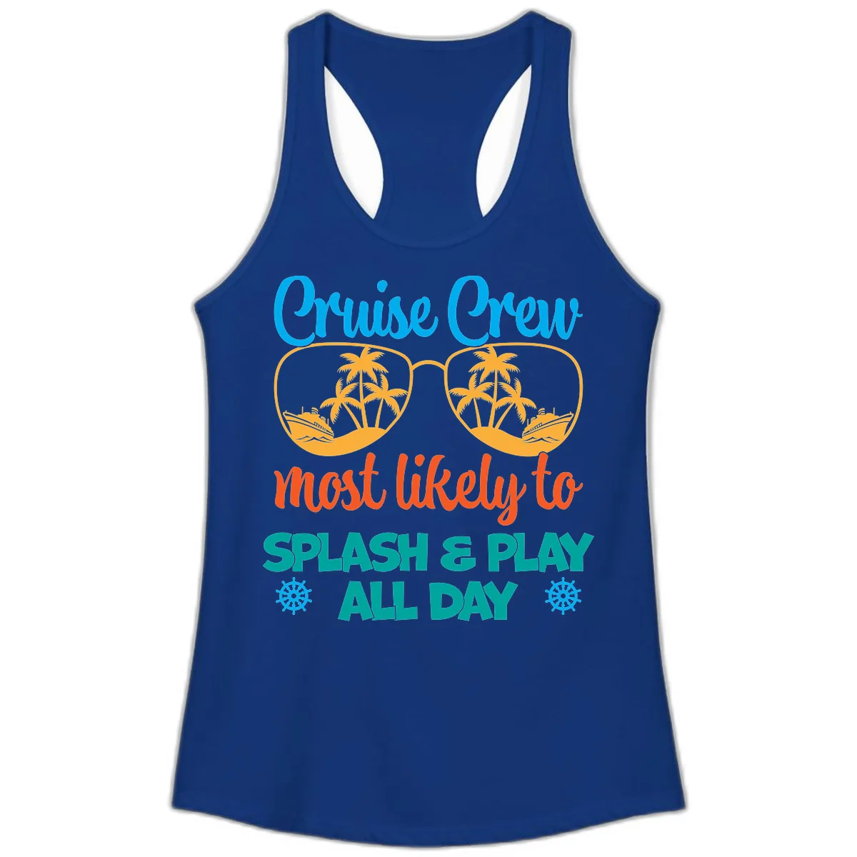 Cruise Crew Most Likely To Splash & Play Ladies Tank in Solid Royal