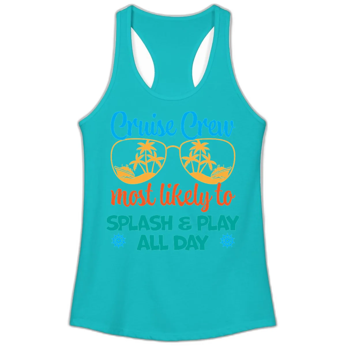 Cruise Crew Most Likely To Splash & Play Ladies Tank in Tahiti Blue