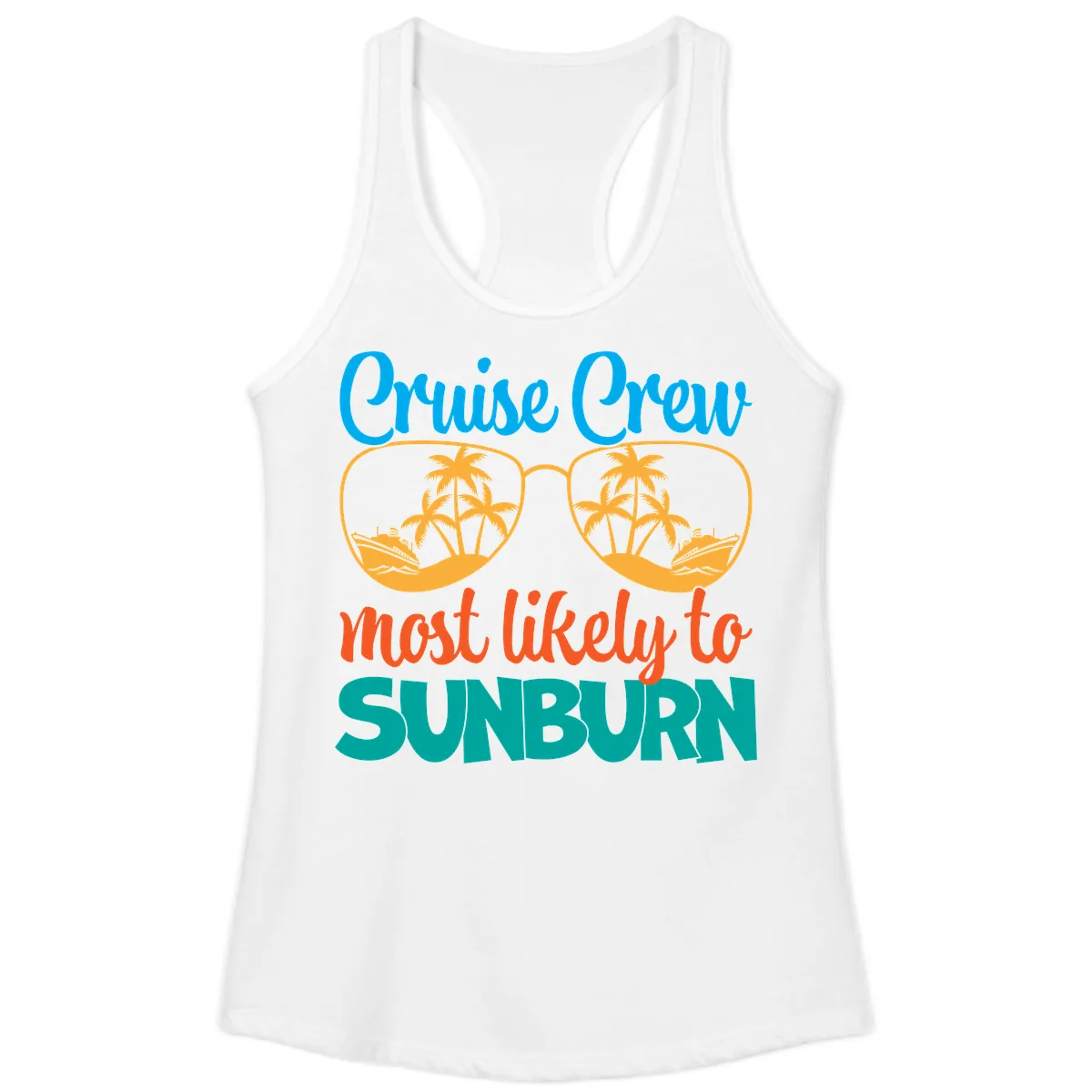 Cruise Crew Most Likely To Sunburn Ladies Tank in White