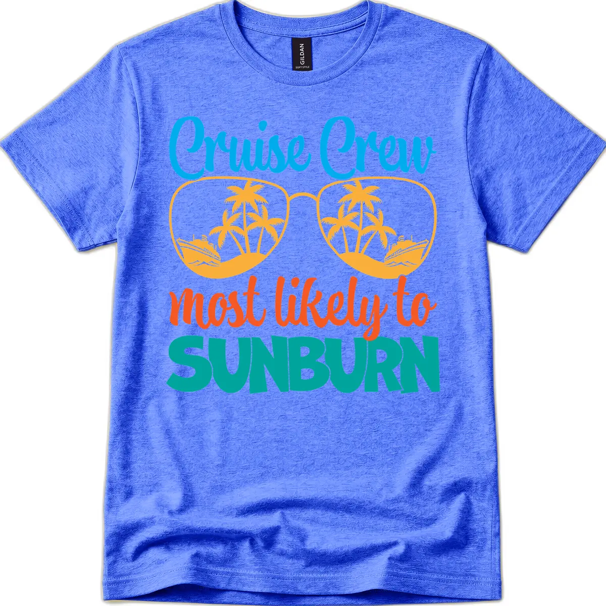 Cruise Crew Most Likely To Sunburn T-Shirt in Heather Royal