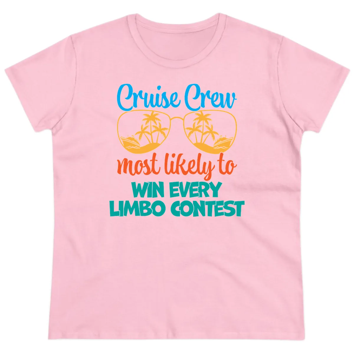 Cruise Crew Most Likely to Win Limbo Ladies Tee in Light Pink