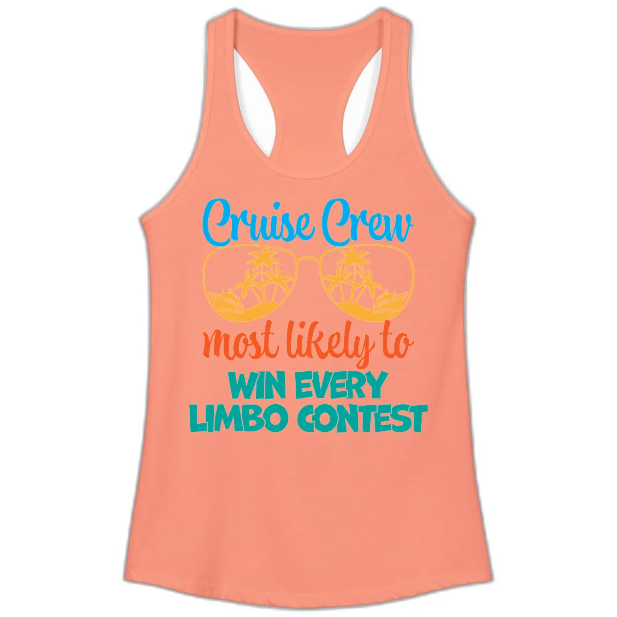 Cruise Crew Most Likely to Win Limbo Ladies Tank in Solid Light Orange
