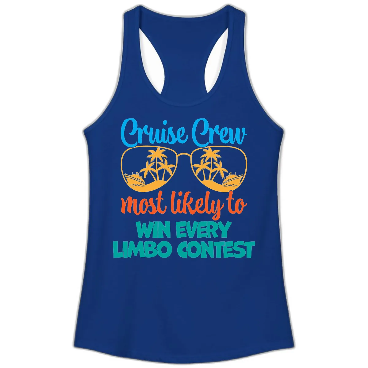 Cruise Crew Most Likely to Win Limbo Ladies Tank in Solid Royal