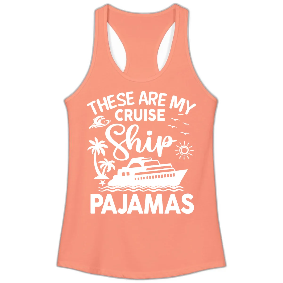 Cruise Ship Pajamas Ladies Tank in Solid Light Orange