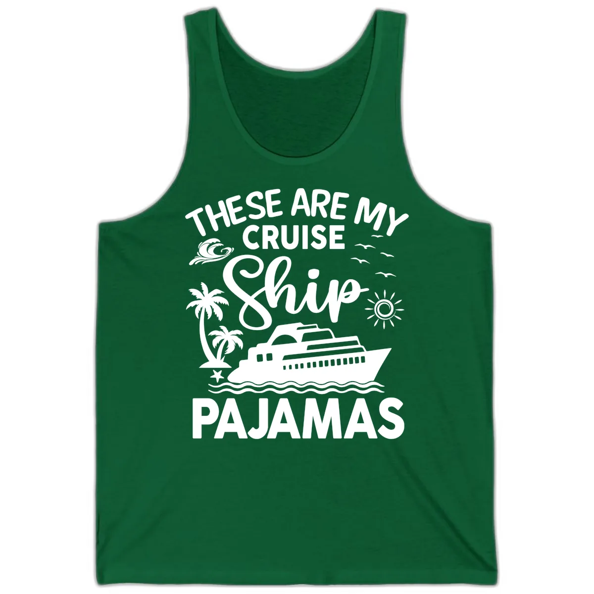 Cruise Ship Pajamas Tank in Kelly