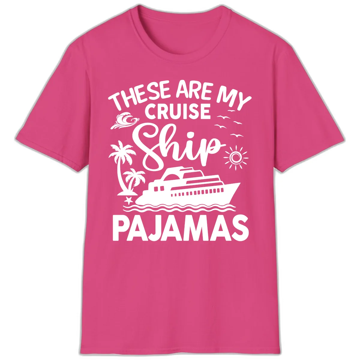 Cruise Ship Pajamas T-Shirt in Heliconia
