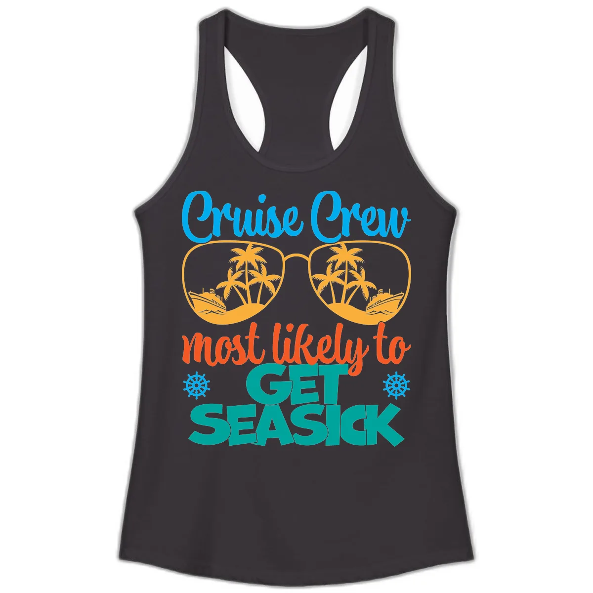 Cruise Crew Most Likely To Get Seasick Ladies Tank in Black