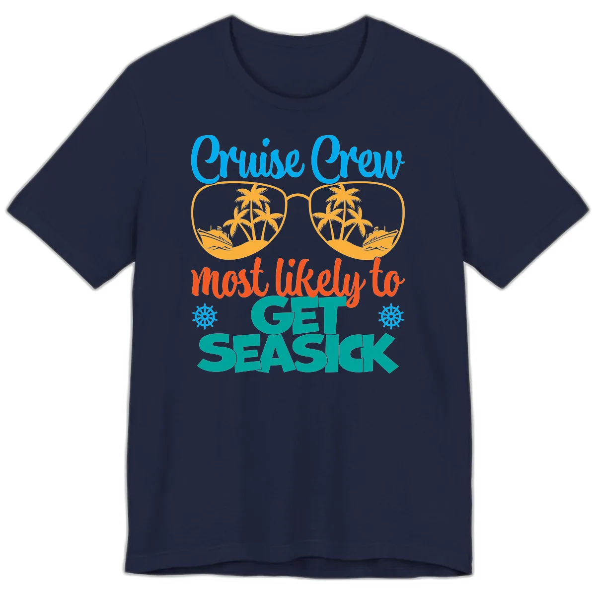 Cruise Crew Most Likely To Get Seasick Premium T-Shirt in Navy