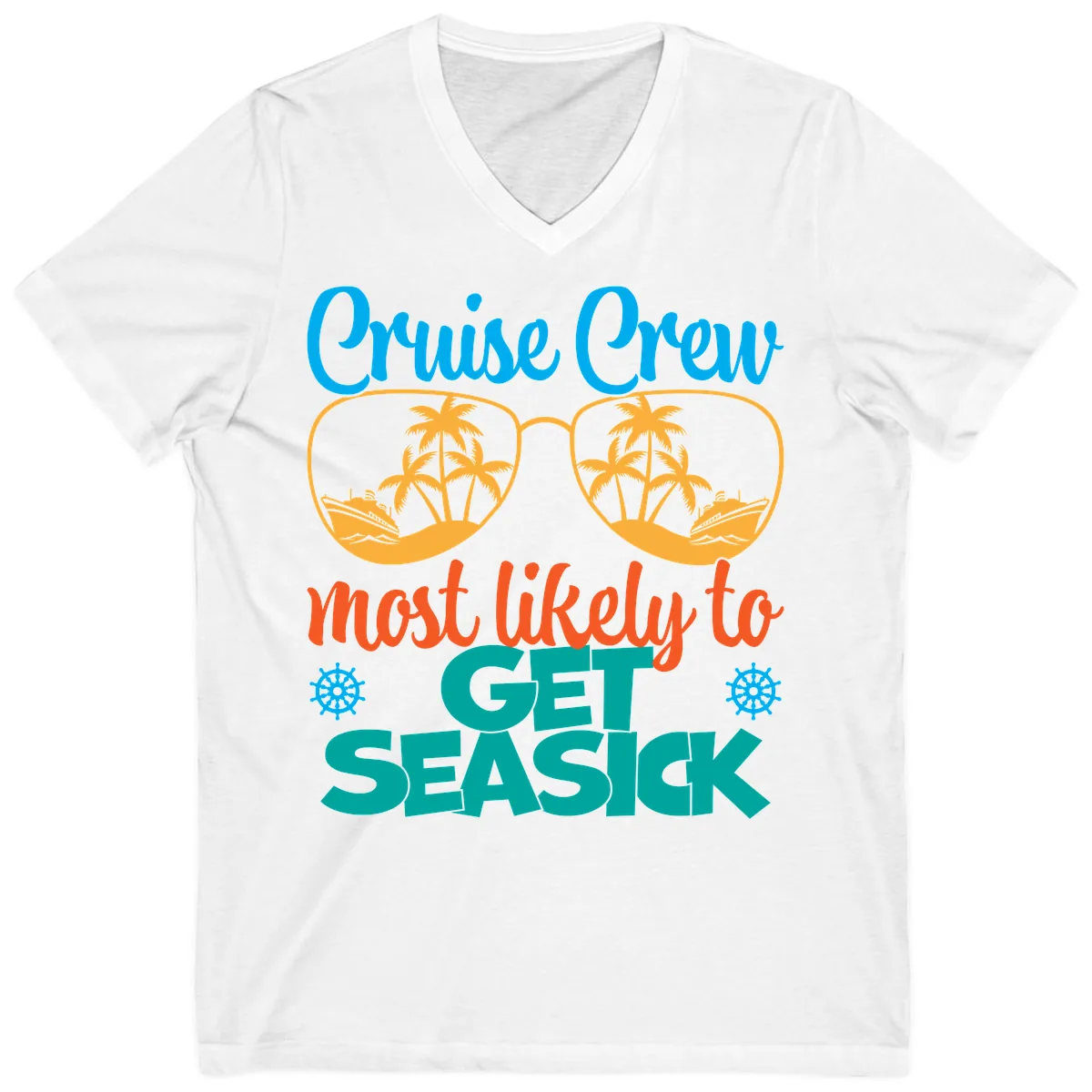 Cruise Crew Most Likely To Get Seasick V-Neck in White