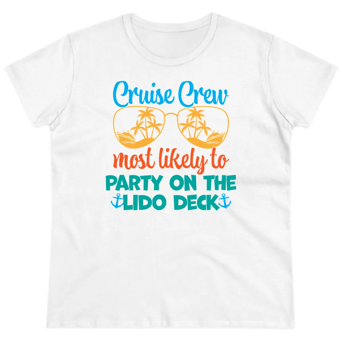 Cruise Crew Lido Deck Party Ladies Tee in White