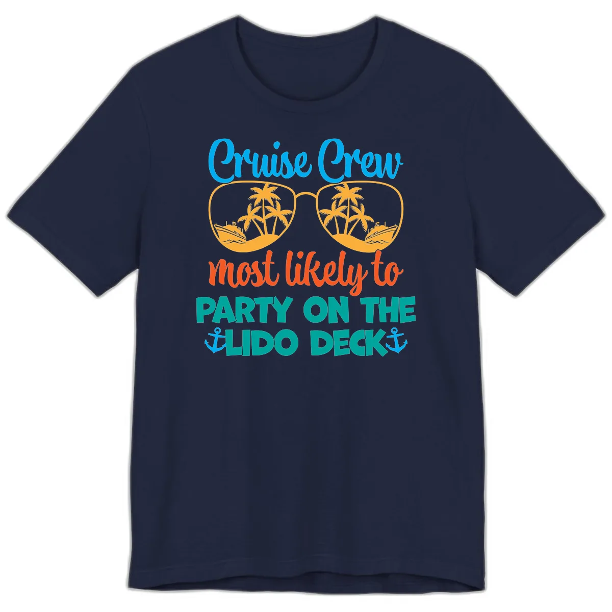 Cruise Crew Lido Deck Party Premium T-Shirt in Navy