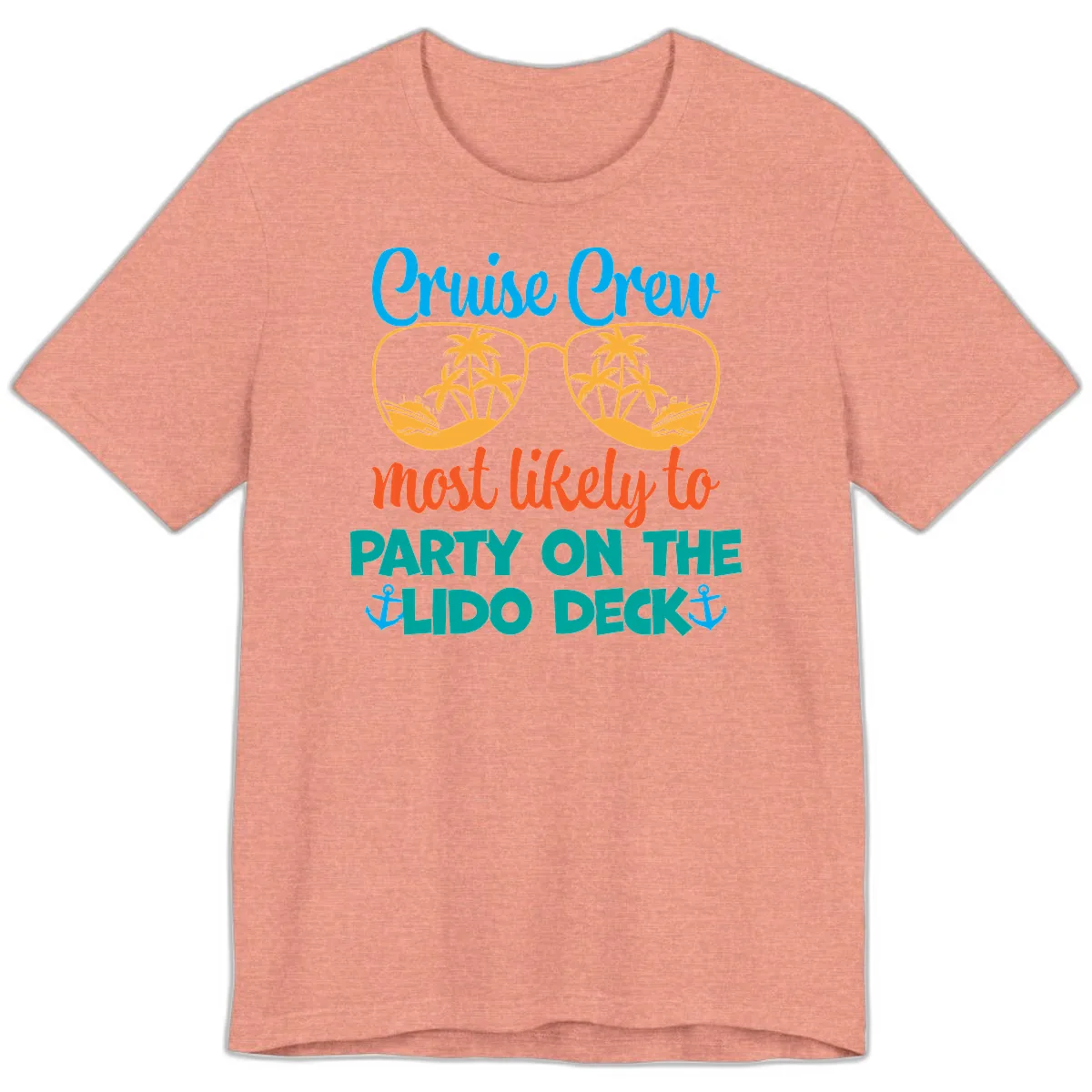 Cruise Crew Lido Deck Party Premium T-Shirt in Heather Sunset