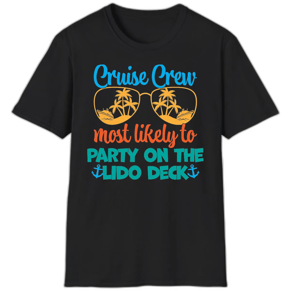 Cruise Crew Lido Deck Party T-Shirt in Black