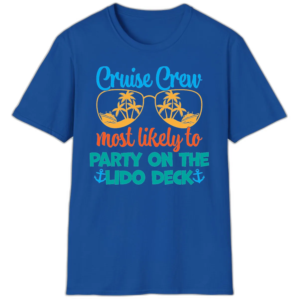 Cruise Crew Lido Deck Party T-Shirt in Royal