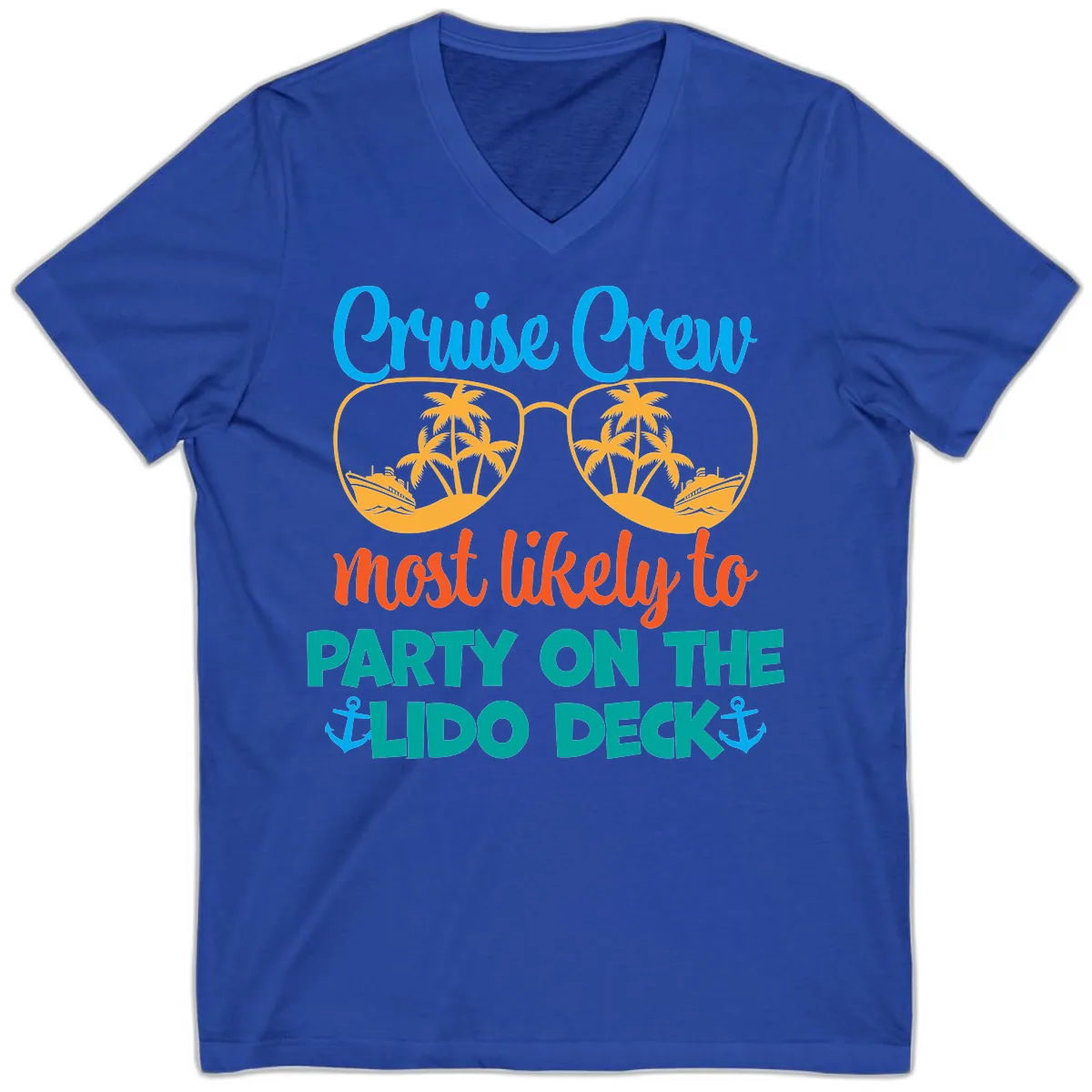 Cruise Crew Lido Deck Party V-Neck in True Royal