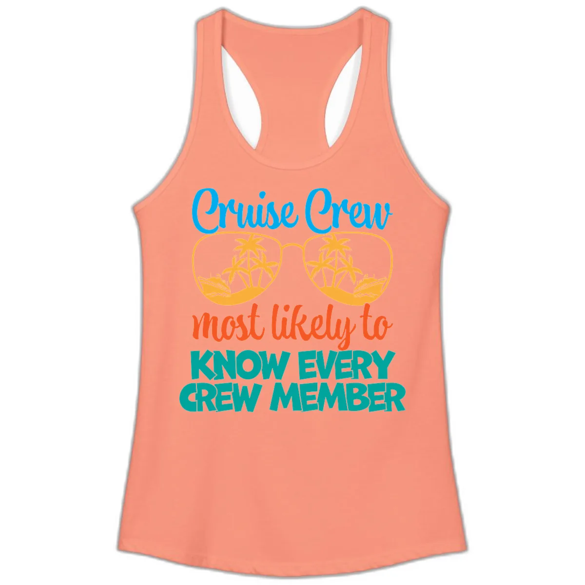 Cruise Crew Most Likely To Know Ladies Tank in Solid Light Orange