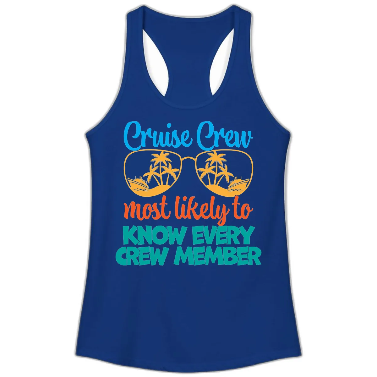 Cruise Crew Most Likely To Know Ladies Tank in Solid Royal