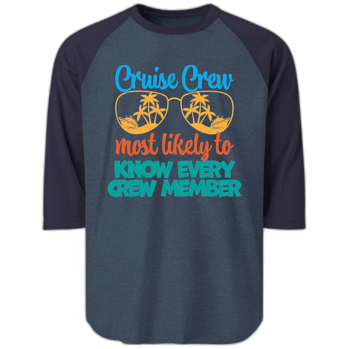 Cruise Crew Most Likely To Know Raglan 3/4 in Heather Denim Navy