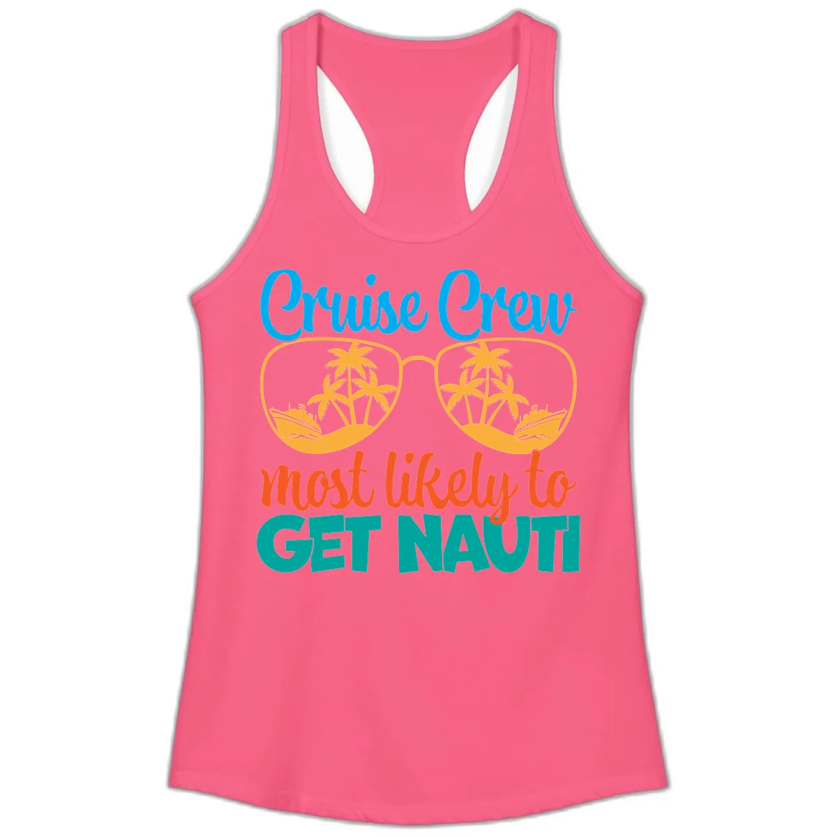 Cruise Crew Most Likely To Get Nautic Ladies Tank in Solid Hot Pink