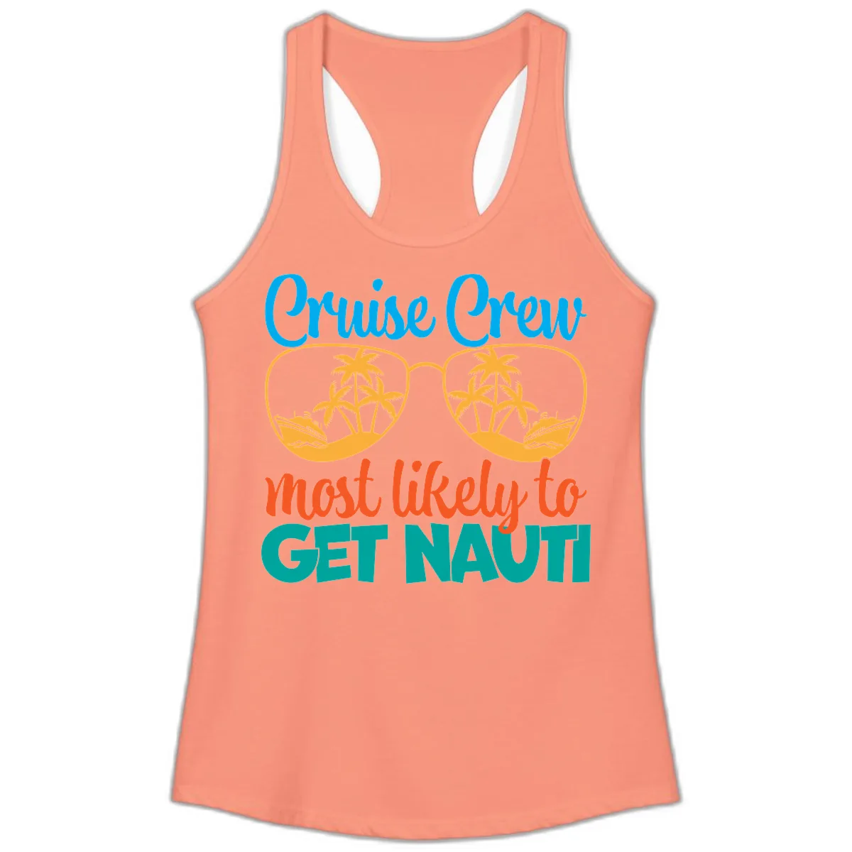 Cruise Crew Most Likely To Get Nautic Ladies Tank in Solid Light Orange