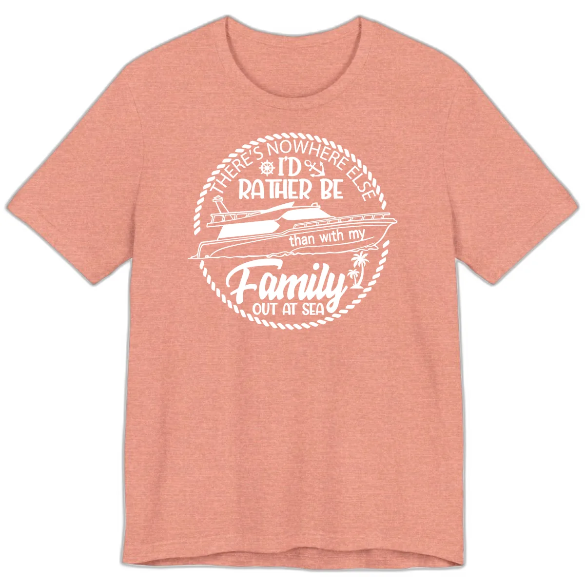 Rather Be With My Family Out At Sea Premium T-Shirt in Heather Sunset