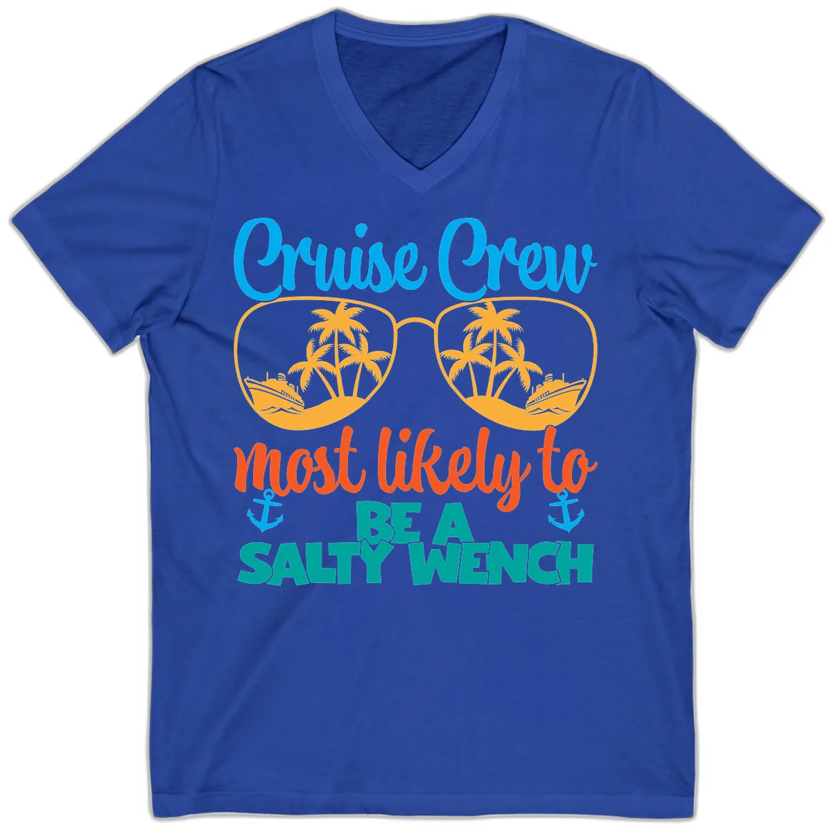 Cruise Crew Most Likely To Be A Salty Wench V-Neck in True Royal