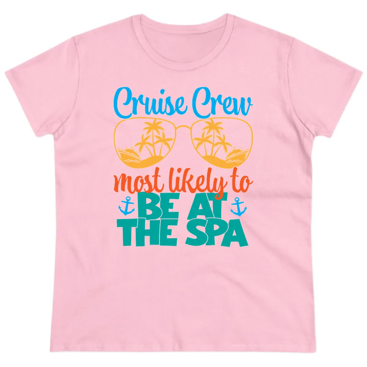 Cruise Crew Most Likely To Be At The Sea Ladies Tee in Light Pink