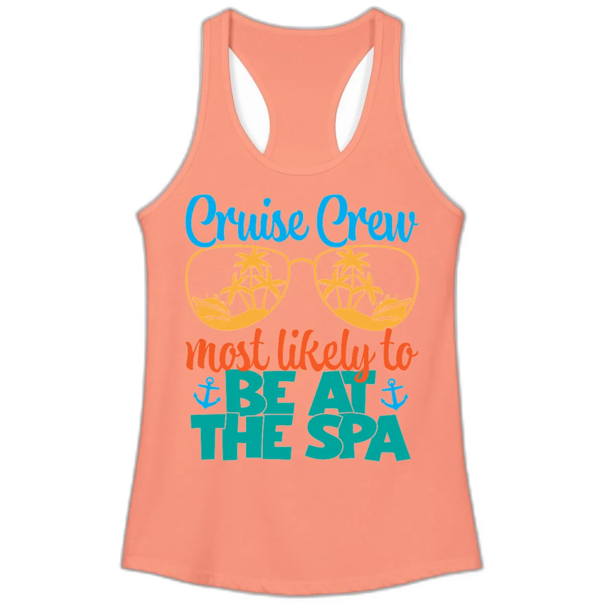 Cruise Crew Most Likely To Be At The Sea Ladies Tank in Solid Light Orange