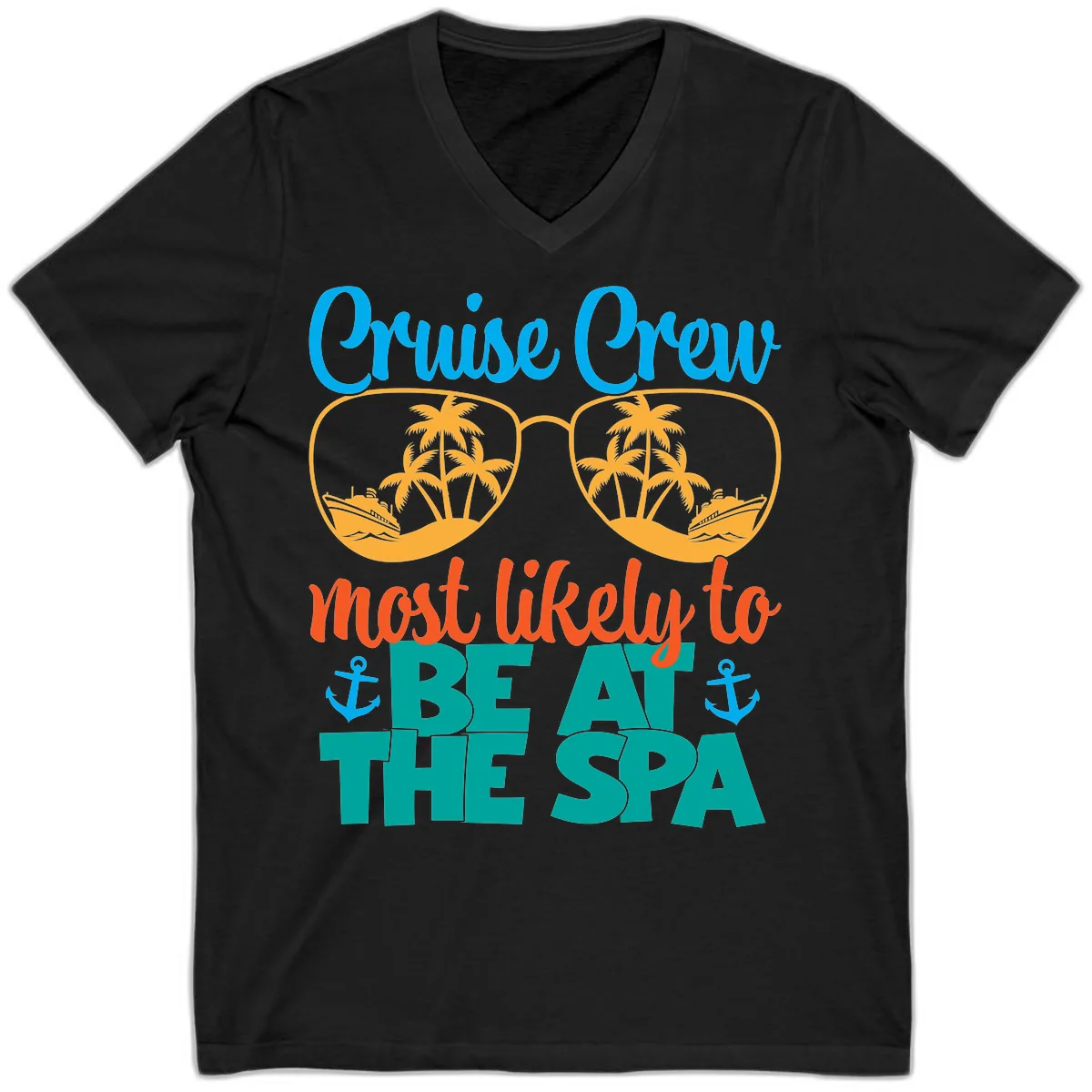 Cruise Crew Most Likely To Be At The Sea V-Neck in Black