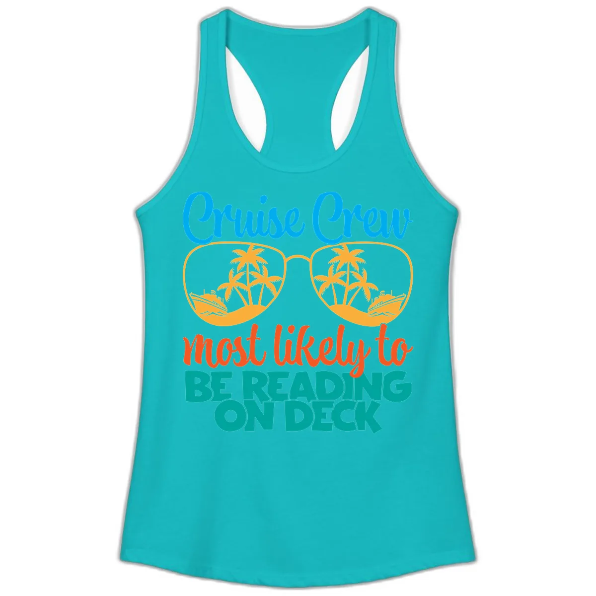 Cruise Crew Most Likely To Be Reading Ondeck Ladies Tank in Tahiti Blue