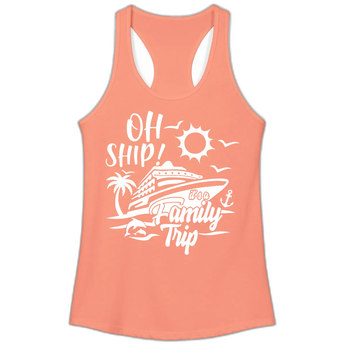 Oh Ship Family Trip Ladies Tank in Solid Light Orange
