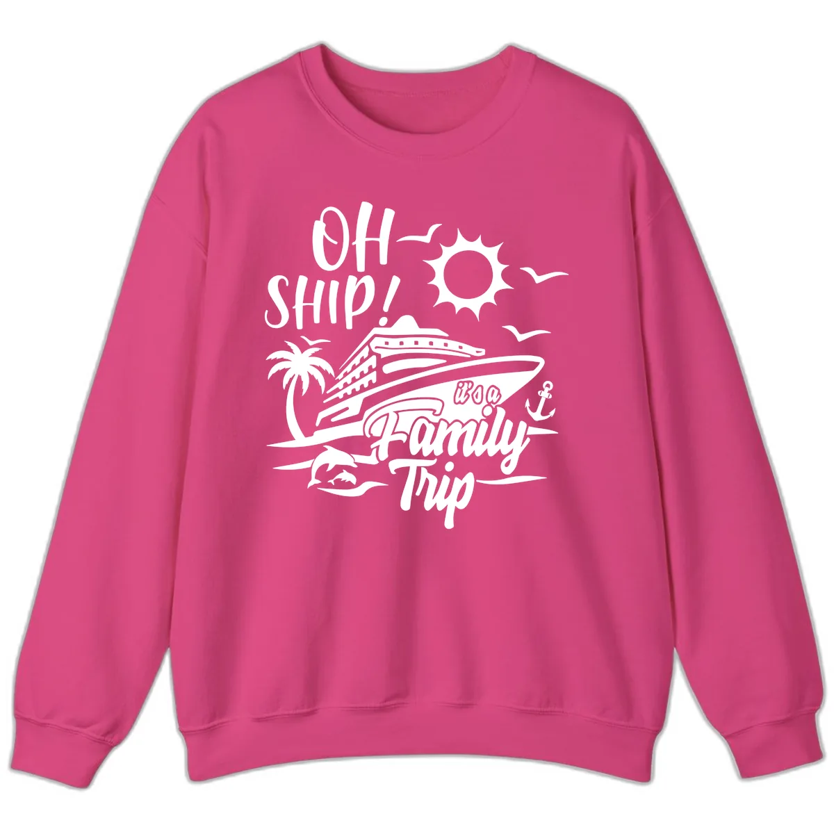 Oh Ship Family Trip Sweatshirt in Heliconia