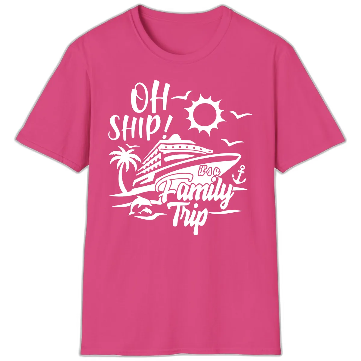 Oh Ship Family Trip T-Shirt in Heliconia