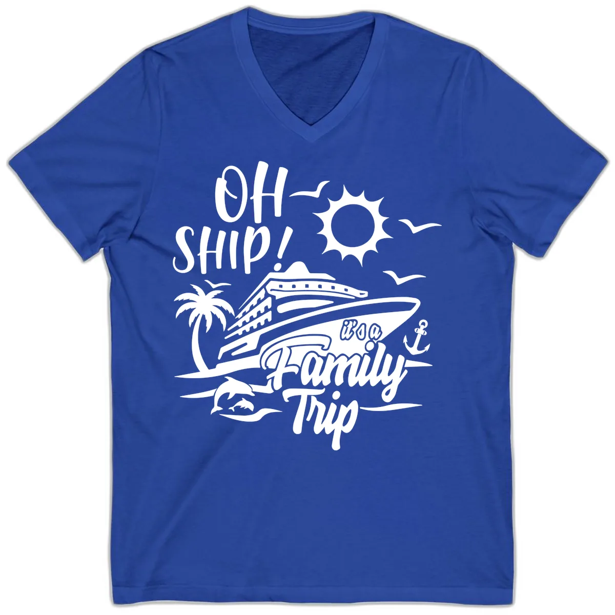 Oh Ship Family Trip V-Neck in True Royal