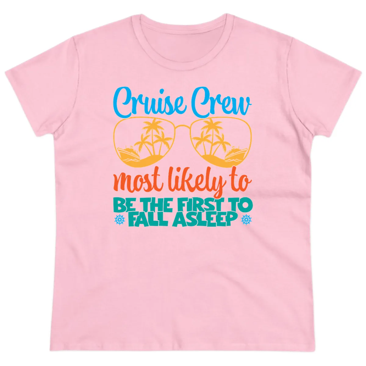 Cruise Crew Most Likely To Fall Asleep Ladies Tee in Light Pink