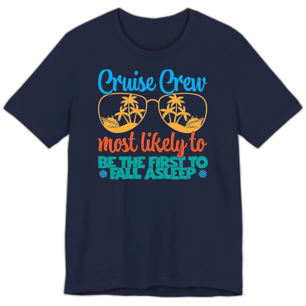 Cruise Crew Most Likely To Fall Asleep Premium T-Shirt in Navy