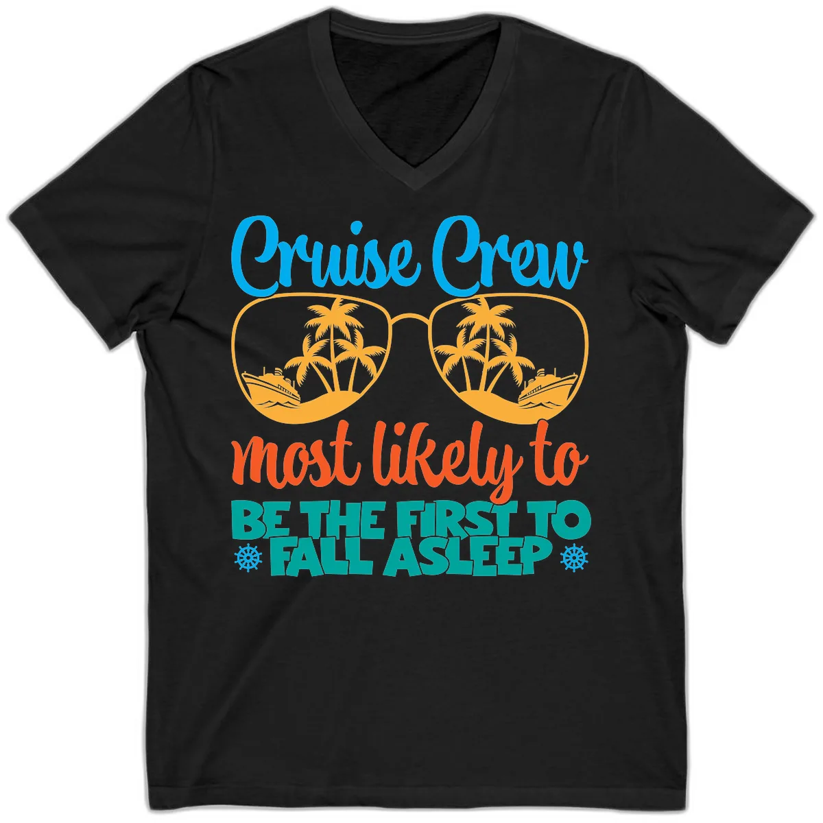 Cruise Crew Most Likely To Fall Asleep V-Neck in Black