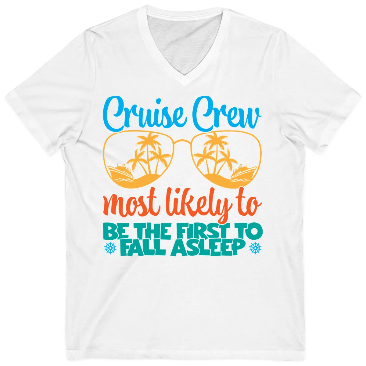 Cruise Crew Most Likely To Fall Asleep V-Neck in White