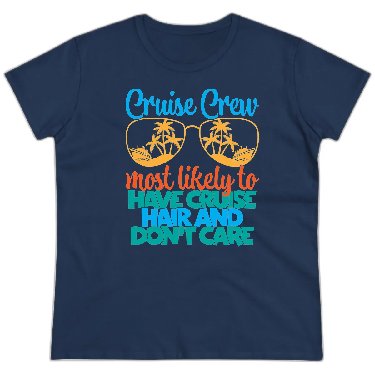 Cruise Crew Most Likely To Have Cruise Hand Ladies Tee in Navy